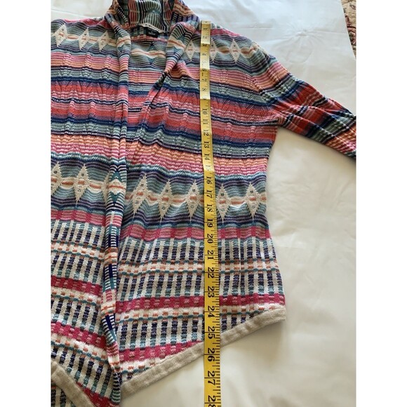 Woman’s Oakley Multicolored Stripped Open Drape Cardigan Sweater Size Large - Picture 4 of 7